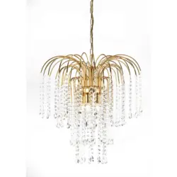 Kristall-H&auml;ngeleuchte Pioggia Goldfarben max. 6 Watt