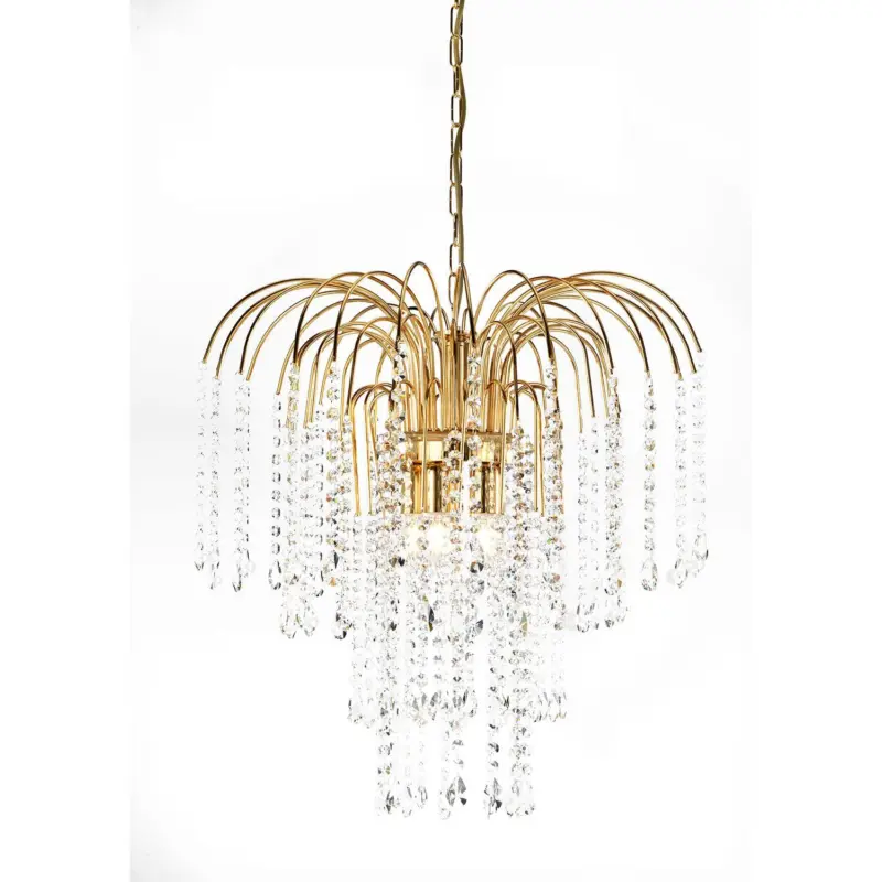 Kristall-H&auml;ngeleuchte Pioggia Goldfarben max. 6 Watt