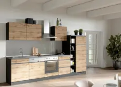 K&uuml;chenzeile Turin ohne Ger&auml;te ca. 330 cm Graphit/Eiche