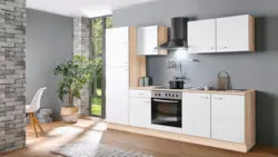 Menke K&uuml;chenblock Classic Wei&szlig;/Eiche ca. 270 cm