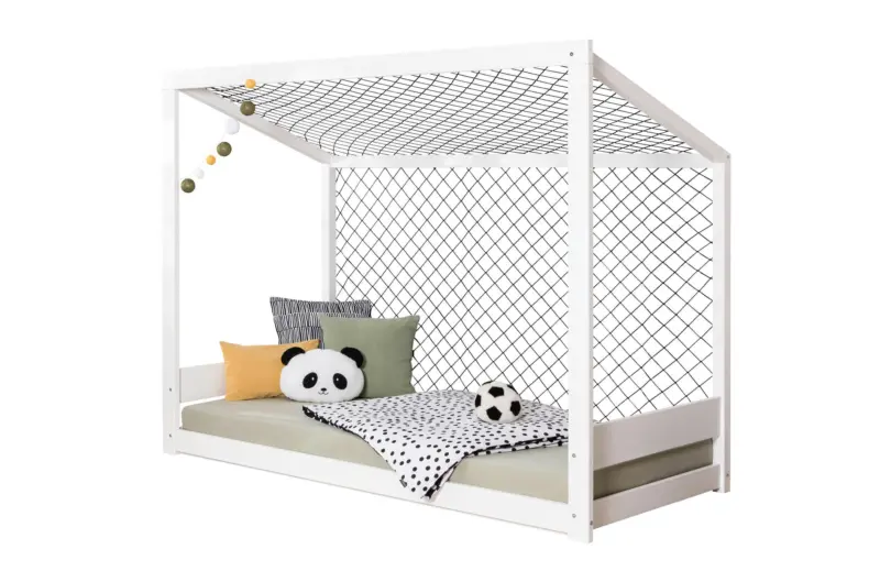 Bodenbett Holz Fu&szlig;ball ca. 90x200 cm Wei&szlig;