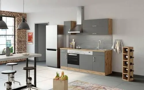 K&uuml;chenblock Sorrento mit Ger&auml;ten ca. 210 cm Anthrazit