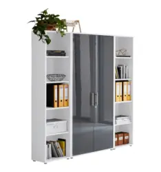 Aktenschrank Office Edition Sw Set 3 hoch Wei&szlig;/Anthrazit