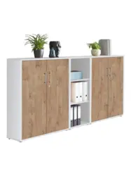 Aktenschrank Office Edition Sw Set 8 Wei&szlig;/Eichefarben