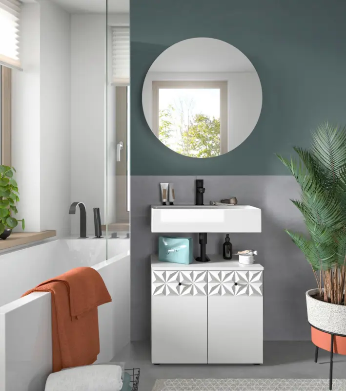 Badezimmer Prisma 2-tlg. ca. 60 cm Wei&szlig;