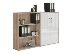 Aktenschrank Office Edition Sw Set 1 niedrig Eiche/Wei&szlig;