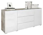 m&ouml;max Dornbirn - Ihr Trendm&ouml;belhaus in Dornbirn Sideboard Vera mit LED ca. 150 cm Wei&szlig; Hochgl./Grau