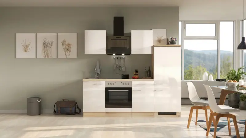 K&uuml;chenblock Nepal mit Ger&auml;ten Eiche/Kaschmir B: ca. 220 cm