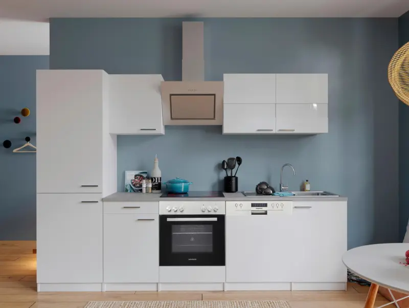 K&uuml;chenblock Malia mit Ger&auml;ten ca. 280 cm Wei&szlig;