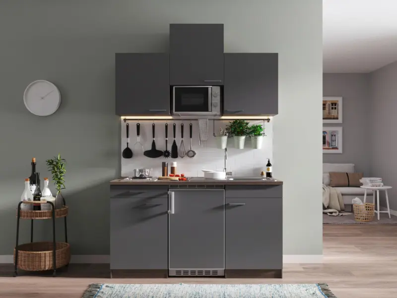 Minik&uuml;che Oliver mit Ger&auml;ten ca. 150 cm Grau