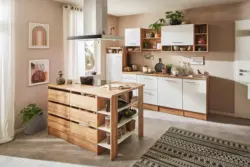 K&uuml;chenblock Hilde m. Insel m. Ger&auml;ten ca.280cm Eiche/Wei&szlig;