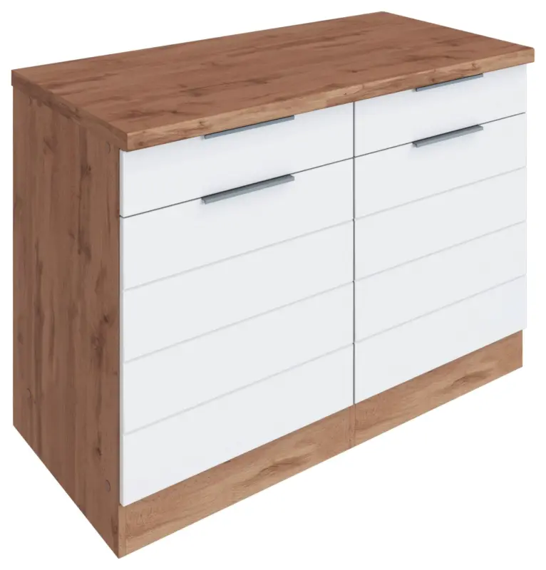 K&uuml;chenunterschrank Florenz ca. 120 cm Wei&szlig;/Eiche