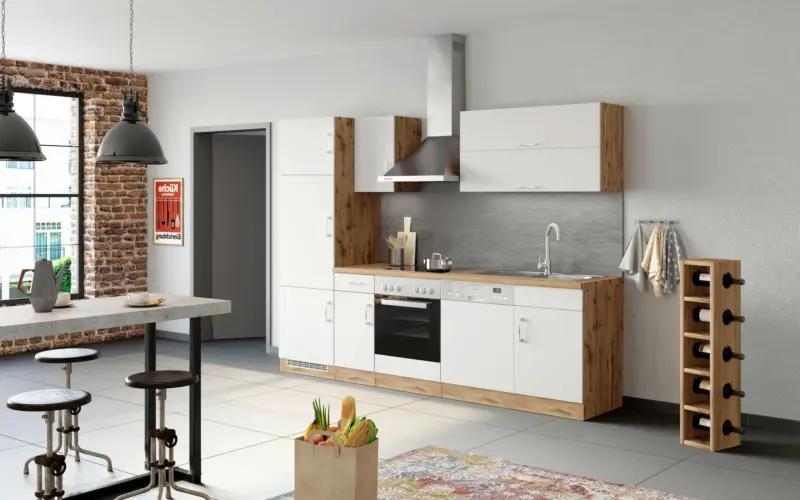 K&uuml;chenblock Sorrento mit Ger&auml;ten ca. 270 cm Wei&szlig;