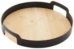 Serviertablett Betty Rund Schwarz/Natur