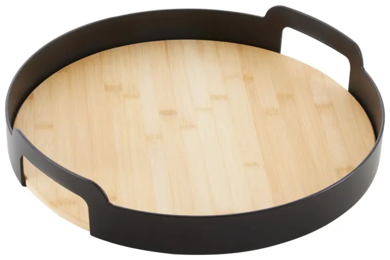 Serviertablett Betty Rund Schwarz/Natur
