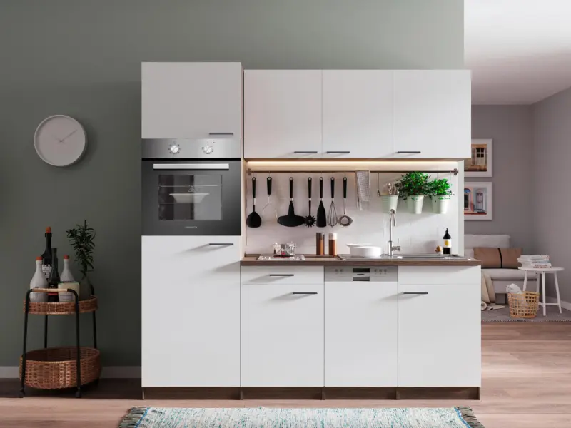K&uuml;chenblock Oliver mit Ger&auml;ten ca. 205 cm Wei&szlig;