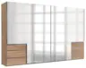 Schwebet&uuml;renschrank Level 36D ca. 350 cm Wei&szlig;/Eiche Dekor