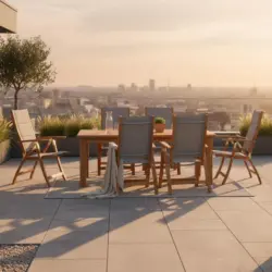 Gartentischgruppe Acapulco 7-tlg. in Grau Akazie