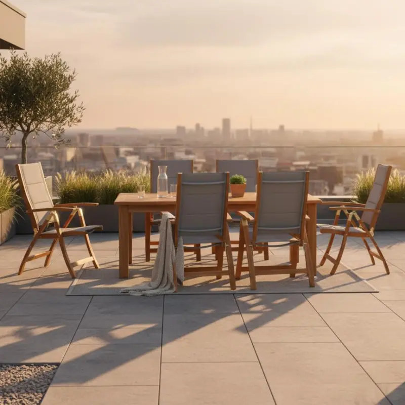 Gartentischgruppe Acapulco 7-tlg. in Grau Akazie