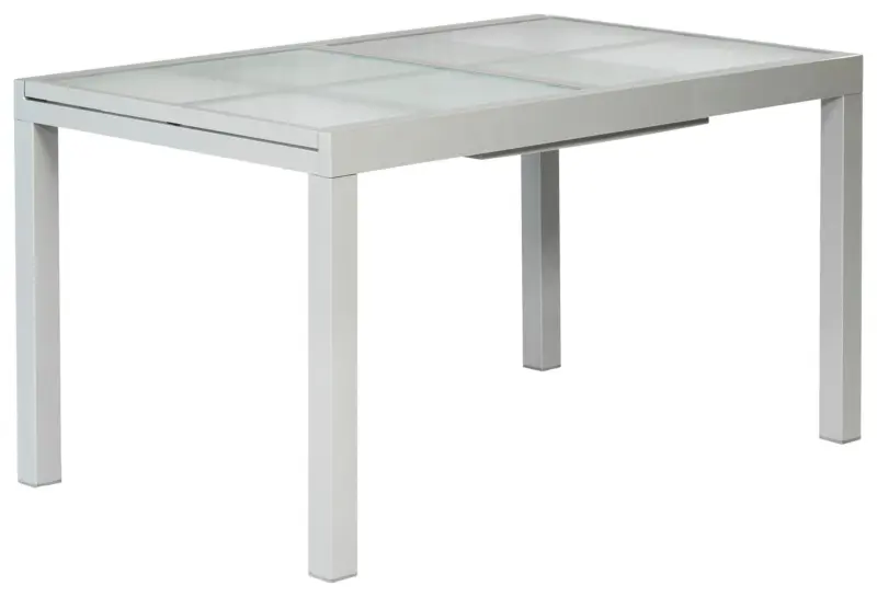 Gartentisch ausziehbar ca. 180x90 cm Alu Silber/Glas