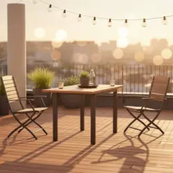 Balkontisch Naturfarben Akazie ausziehbar ca. 65x75x65cm