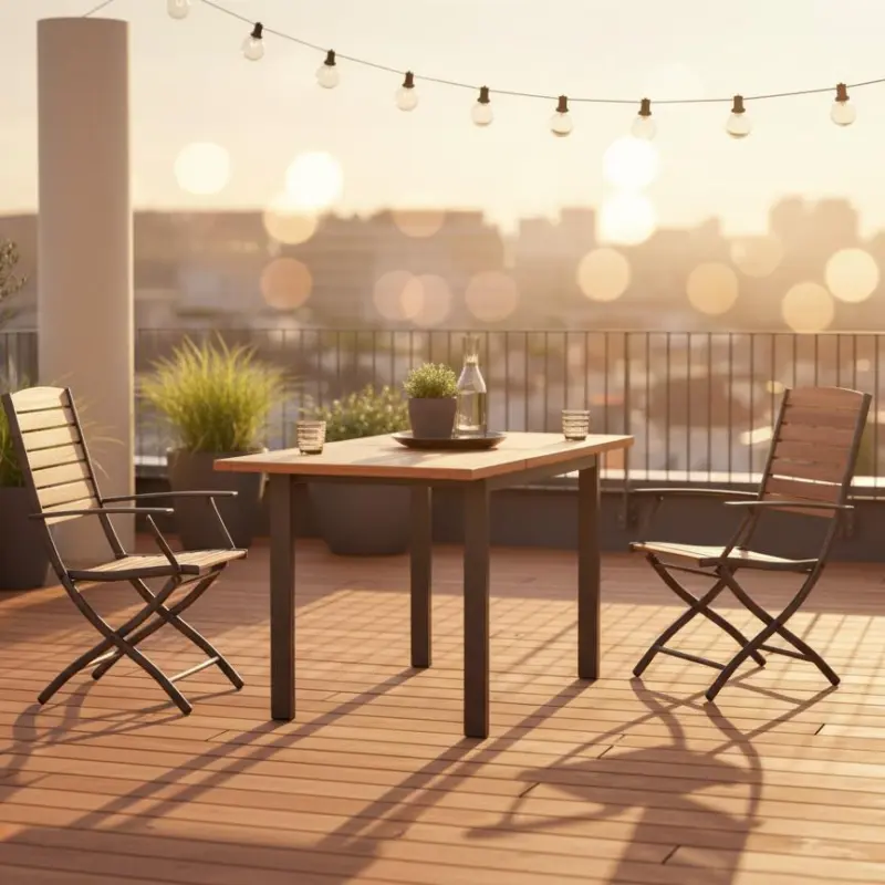 Balkontisch Naturfarben Akazie ausziehbar ca. 65x75x65cm