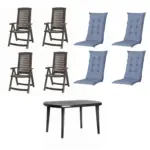 m&ouml;max Dornbirn - Ihr Trendm&ouml;belhaus in Dornbirn Gartentischgruppe Aruba/Elise 9-tlg. Grau/Blau