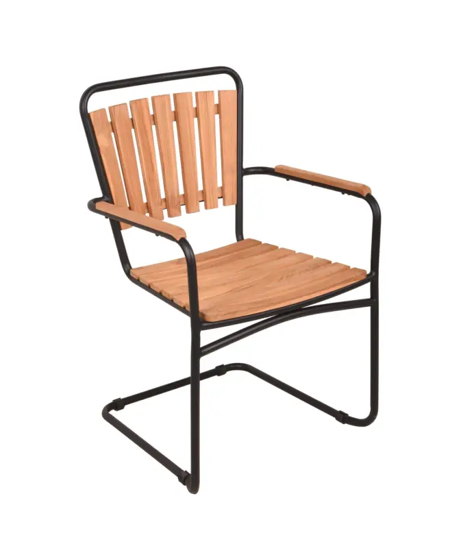 Gartenstuhl Covina Teak/Schwarz stapelbar