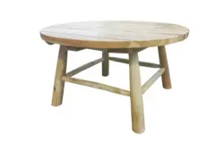 Loungetisch aus Teakholz rund Naturfarben