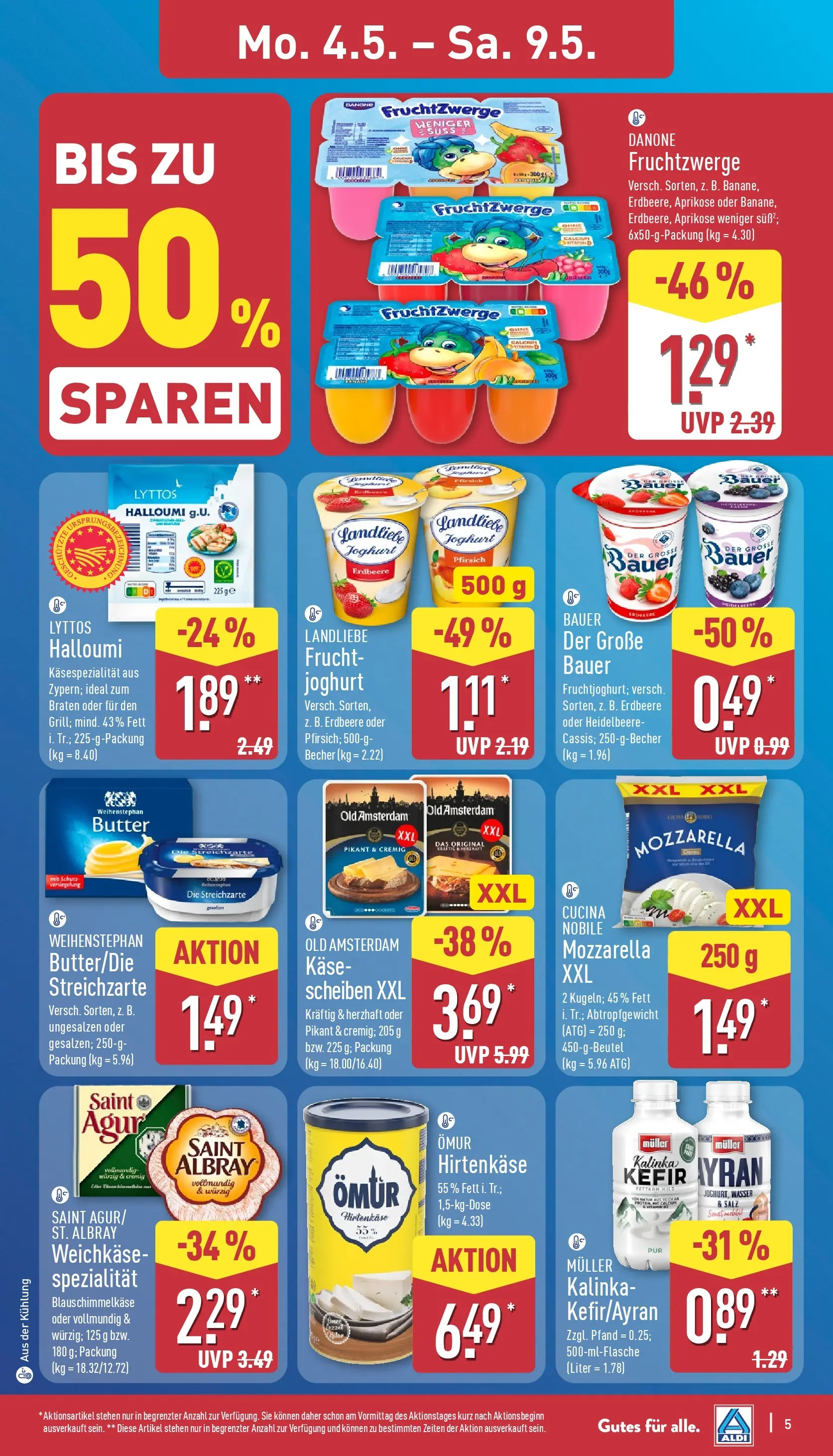 Aldi Wochenangebote (ab 04.05.2026) » Angebote Online | Seite: 6 | Produkte: Käse, Joghurt, Weihenstephan butter, Pfirsich