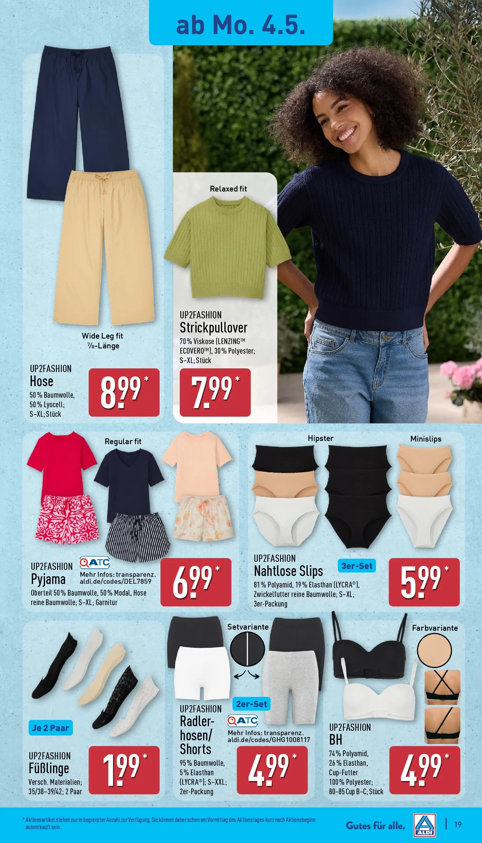 Aldi Wochenangebote (ab 04.05.2026) » Angebote Online | Seite: 20 | Produkte: Up2fashion, Radler, Hose, Pyjama