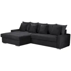 Ecksofa Salvador in Mikrofaser Schwarz 164/293 cm