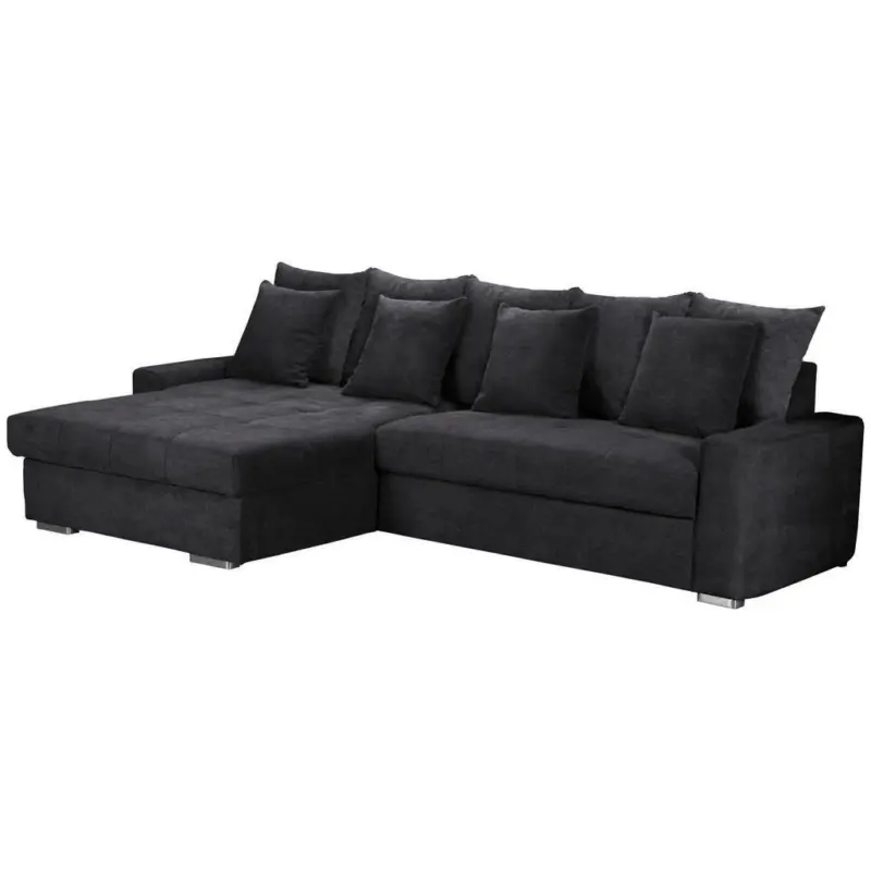 Ecksofa Salvador in Mikrofaser Schwarz 164/293 cm