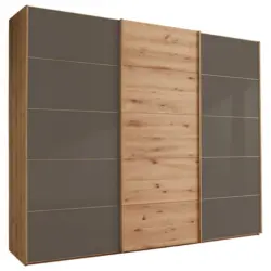 Schwebet&uuml;renschrank in Dunkelbraun, Eiche Bianco