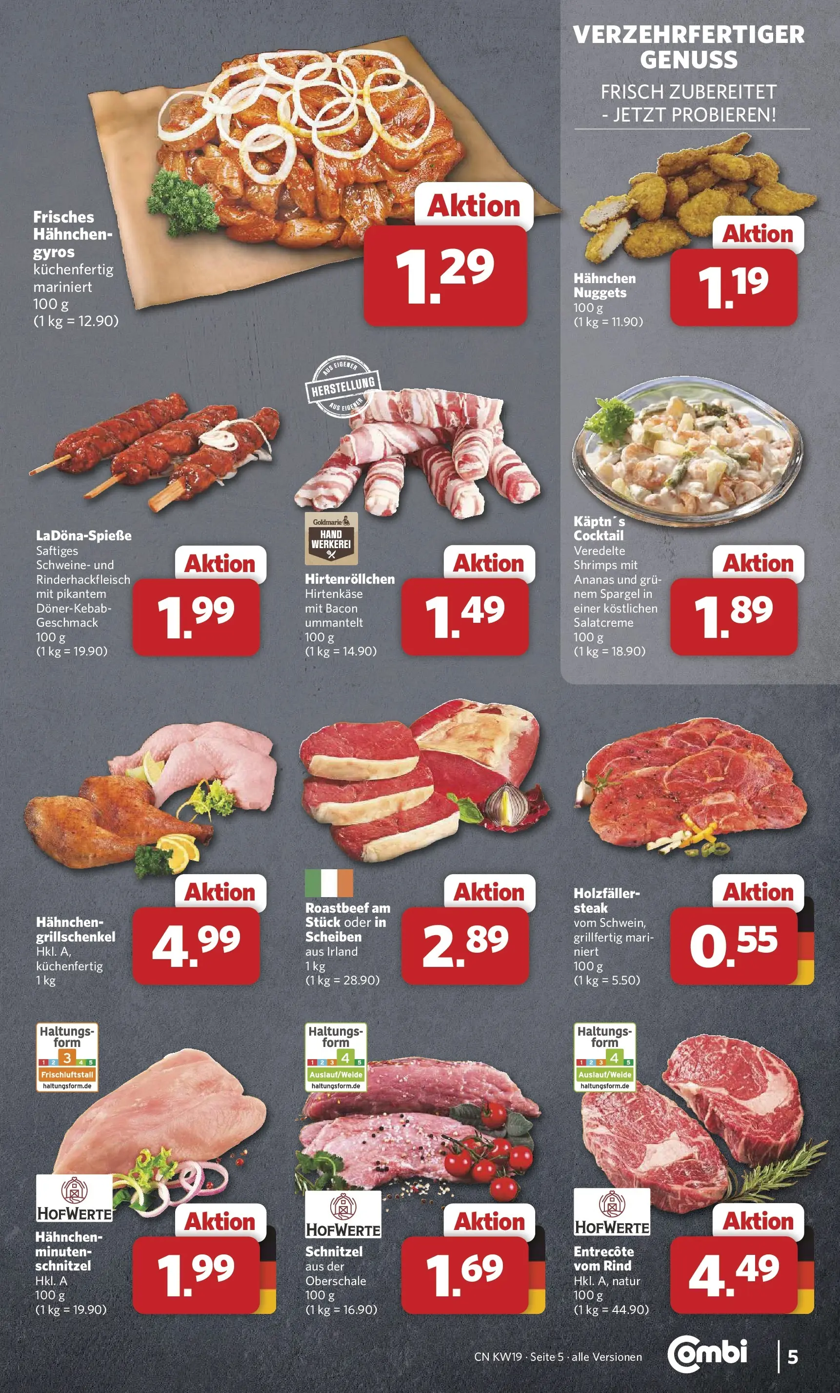 Combi Unsere Wochenangebote (ab 04.05.2026) zum Blättern | Seite: 5 | Produkte: Hahnchen, Entrecote, Schnitzel, Steak