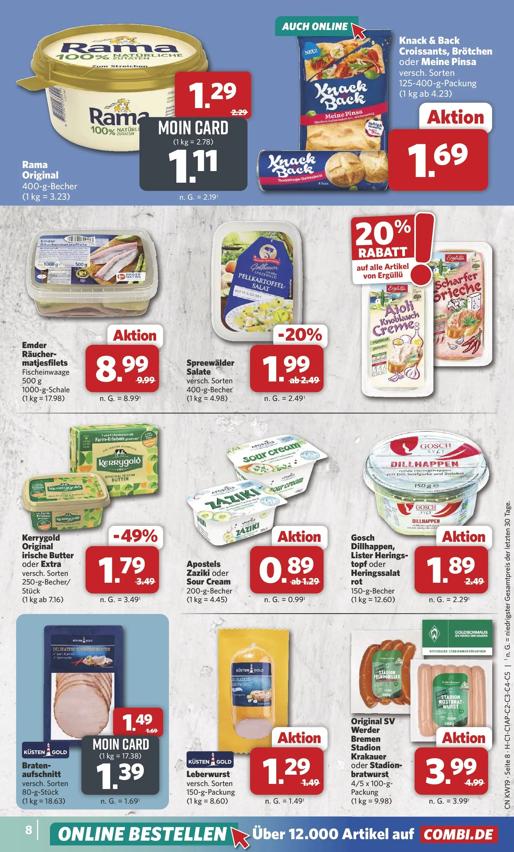 Combi Unsere Wochenangebote (ab 04.05.2026) zum Blättern | Seite: 8 | Produkte: Rama, Bratwurst, Knoblauch, Salat