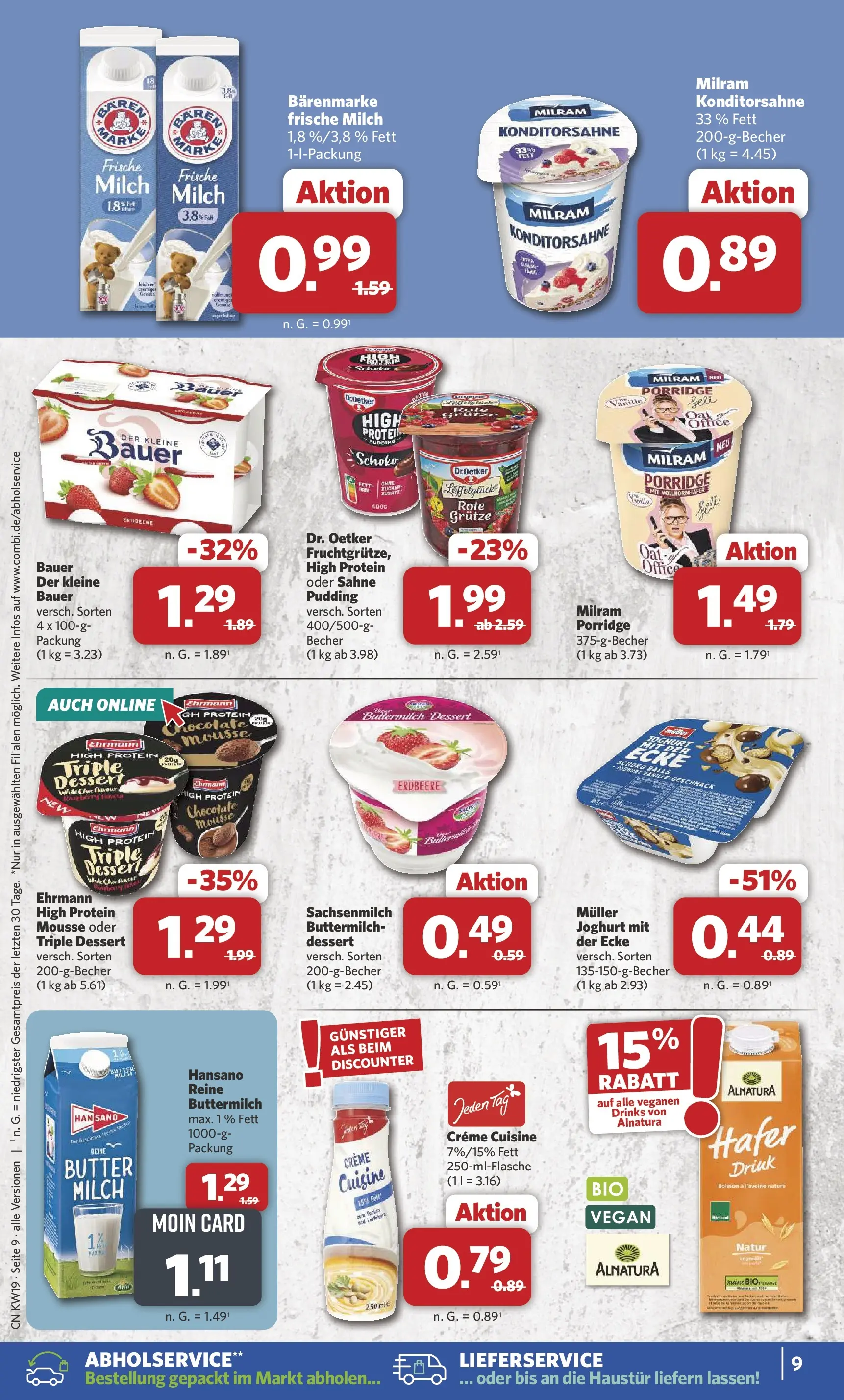 Combi Unsere Wochenangebote (ab 04.05.2026) zum Blättern | Seite: 9 | Produkte: Buttermilch, Pudding, Creme, Sahne