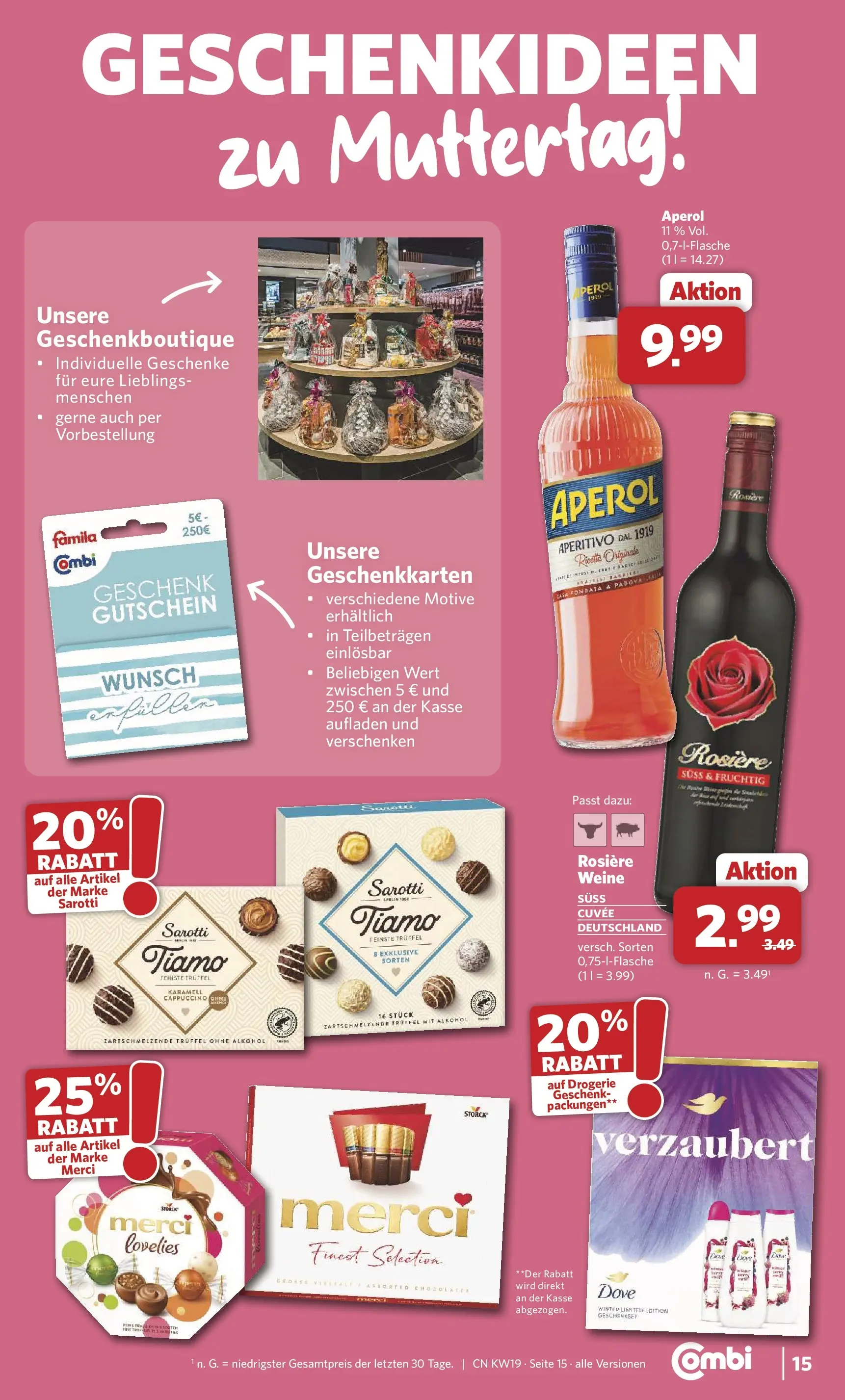 Combi Unsere Wochenangebote (ab 04.05.2026) zum Blättern | Seite: 15 | Produkte: Merci, Aperol