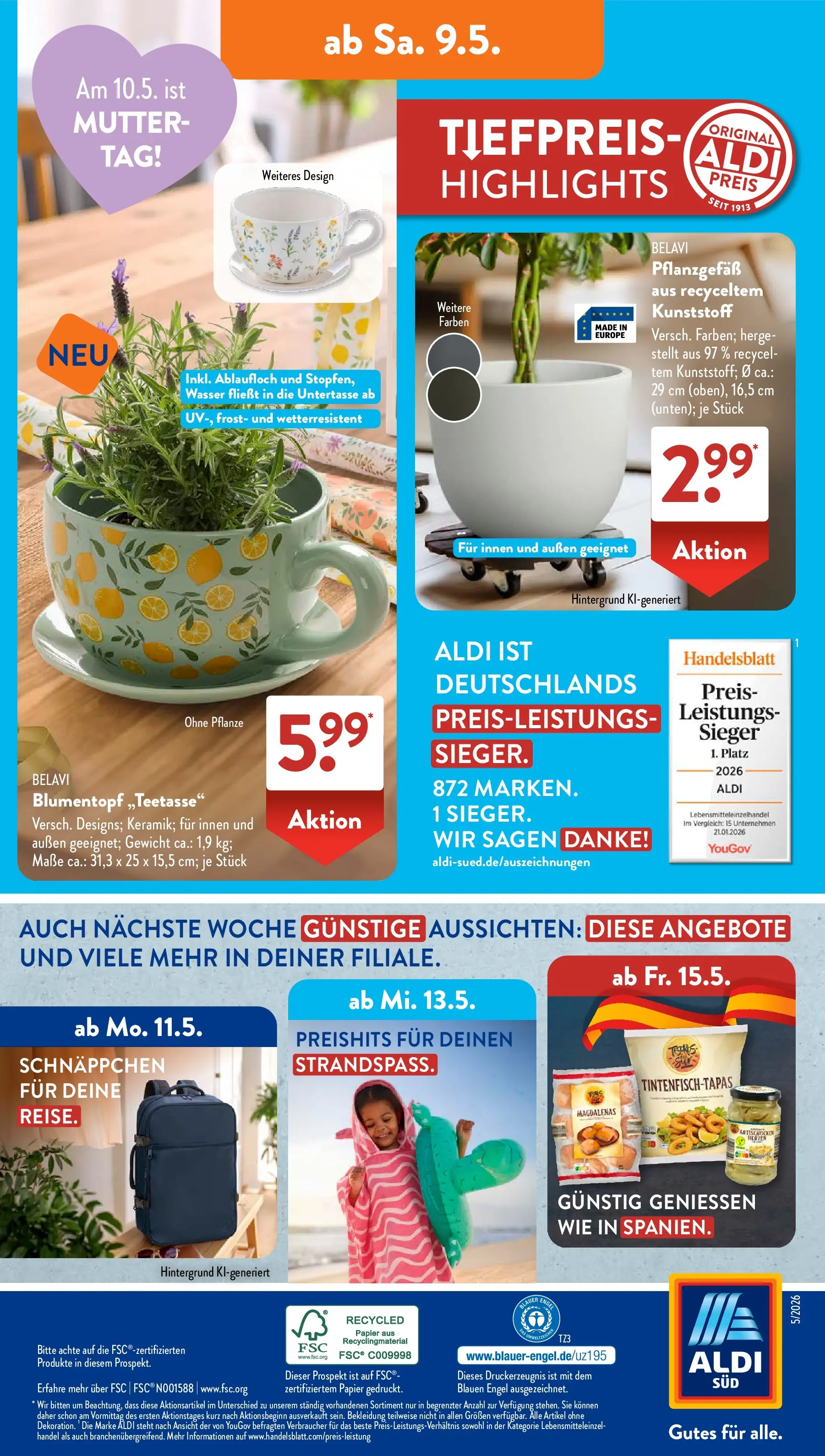 Aldi Süd - Aldi Süd: Wochenangebote (ab 03.05.2026) zum Blättern | Seite: 26 | Produkte: Gewicht, Blumentopf, Wasser, Bekleidung