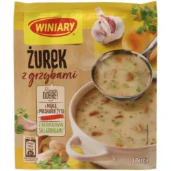 Aromatisierte saure Roggenmehlsuppe mit Pilzen