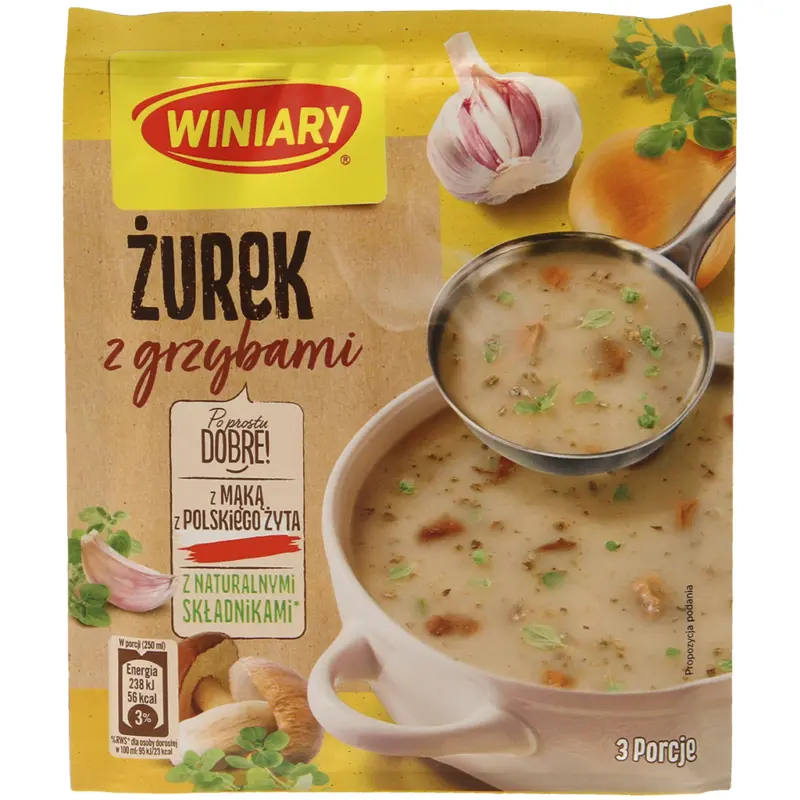 Aromatisierte saure Roggenmehlsuppe mit Pilzen