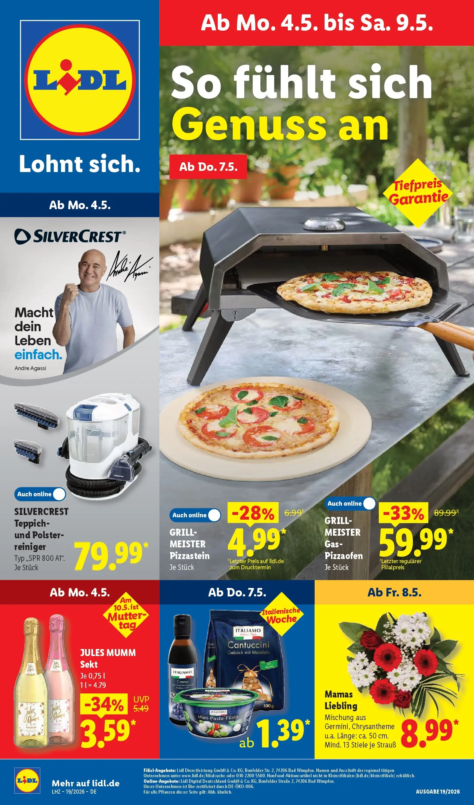 Lidl Prospekt Emlichheim (ab 04.05.2026) zum Blättern » Angebote | Seite: 1 | Produkte: Grill, Sekt, Teppich, Mandeln