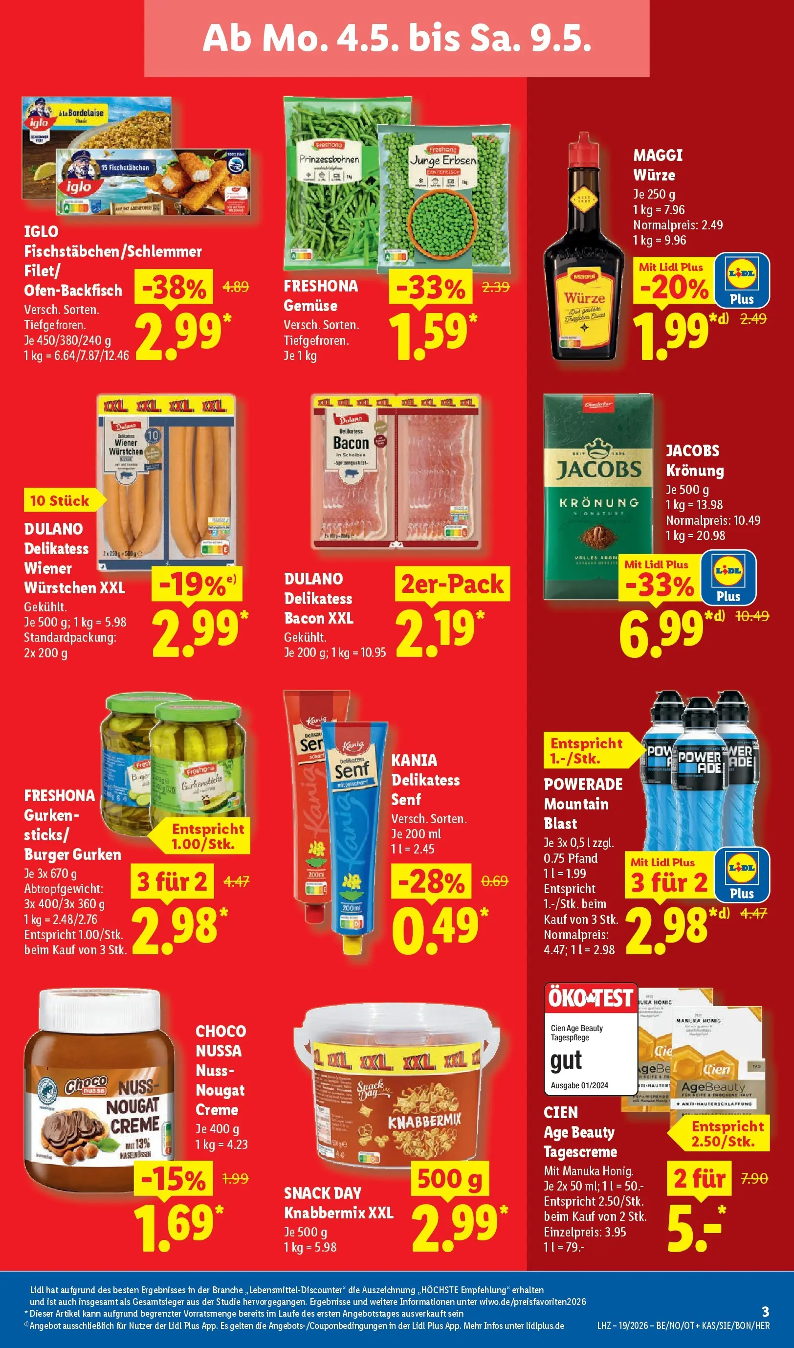 Lidl Prospekt Emlichheim (ab 04.05.2026) zum Blättern » Angebote | Seite: 7 | Produkte: Maggi, Iglo, Creme, Powerade