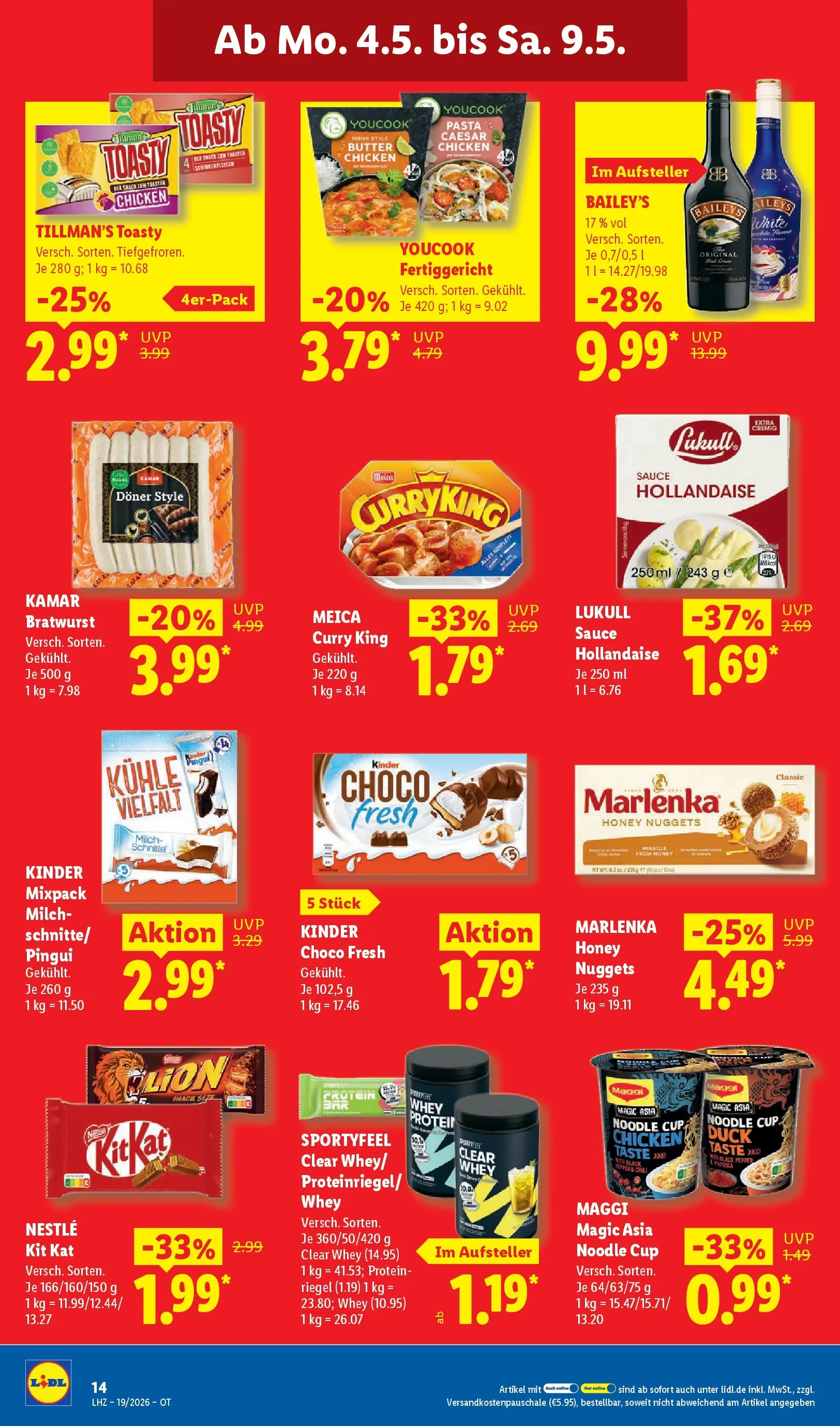 Lidl Prospekt Senftenberg (ab 04.05.2026) zum Blättern » Angebote | Seite: 24 | Produkte: Maggi, Toast, Baileys, Pasta