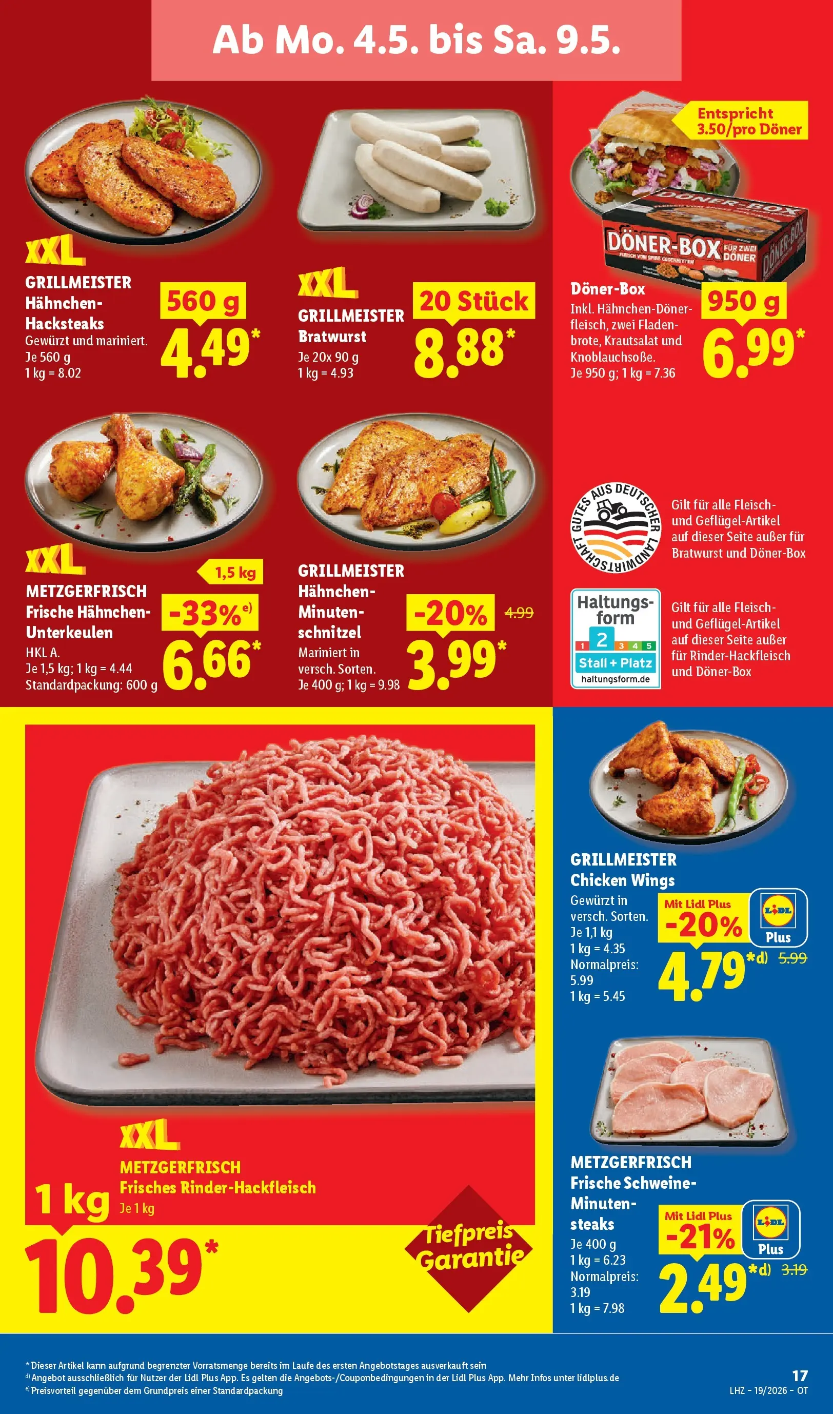 Lidl Prospekt Senftenberg (ab 04.05.2026) zum Blättern » Angebote | Seite: 31 | Produkte: Hahnchen, Bratwurst, Schnitzel, Fleisch