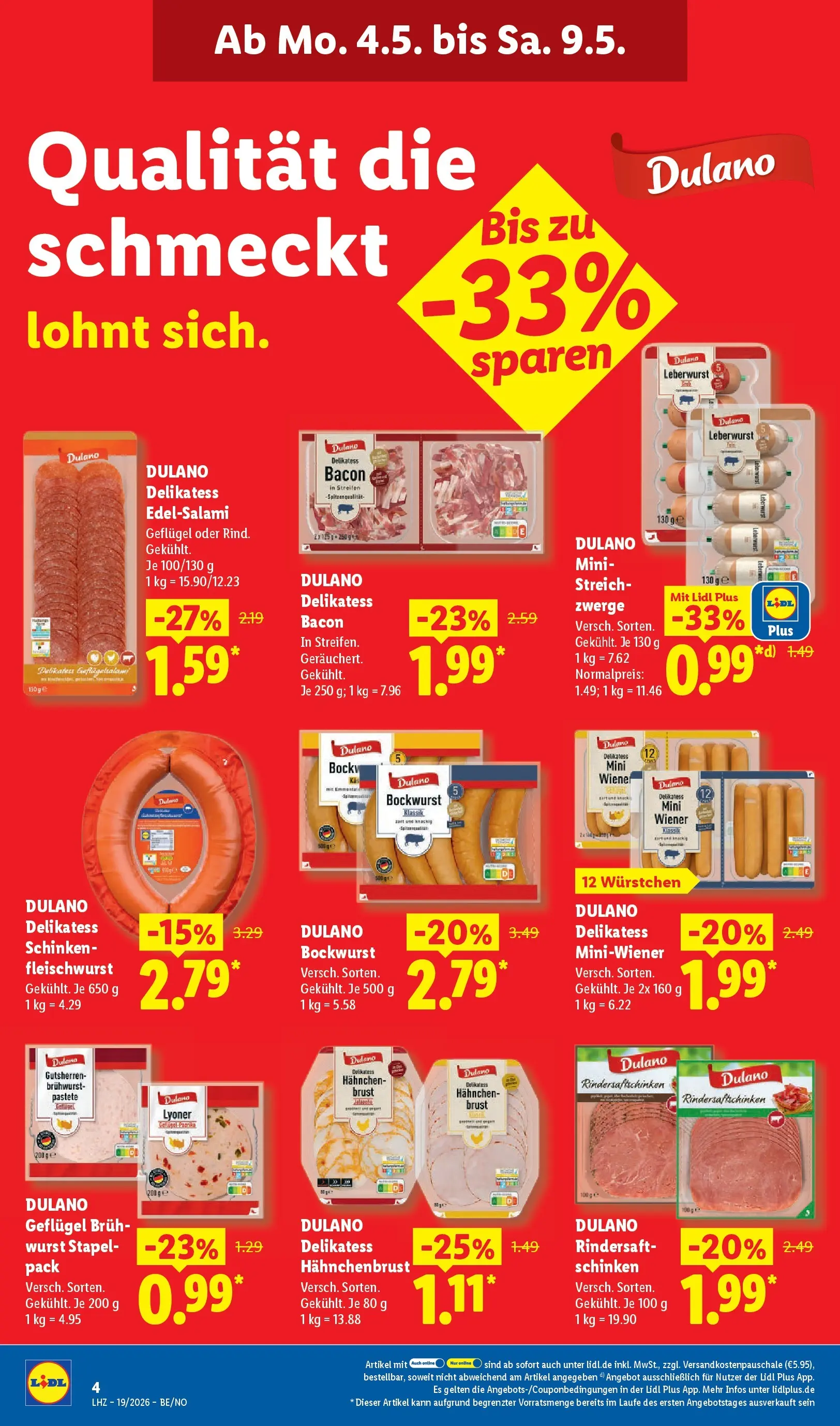 Lidl Prospekt Emlichheim (ab 04.05.2026) zum Blättern » Angebote | Seite: 8 | Produkte: Hahnchen, Wurst, Schinken, Hahnchenbrust