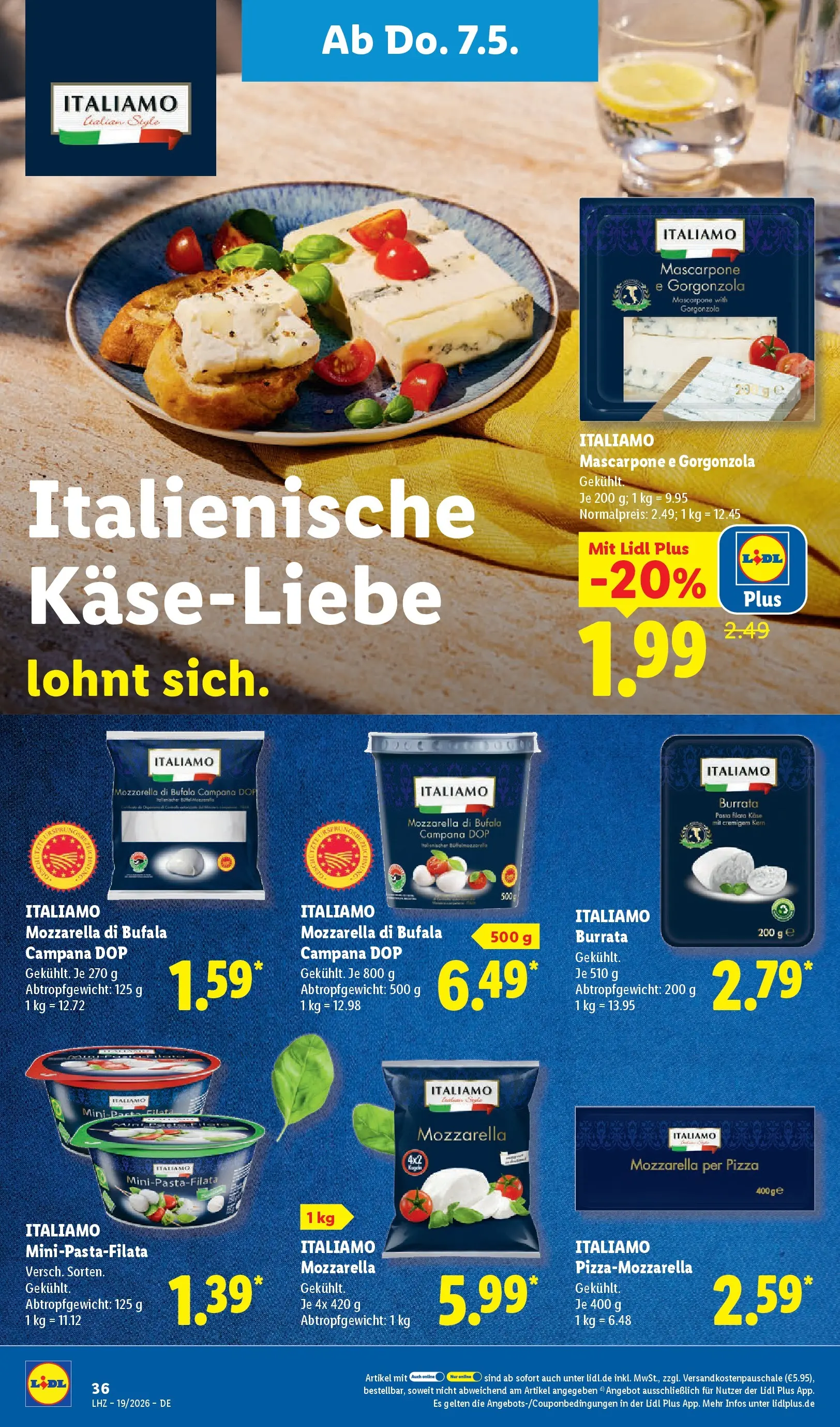 Lidl Prospekt Künzell (ab 04.05.2026) zum Blättern » Angebote | Seite: 54 | Produkte: Käse, Mascarpone, Pasta, Pizza