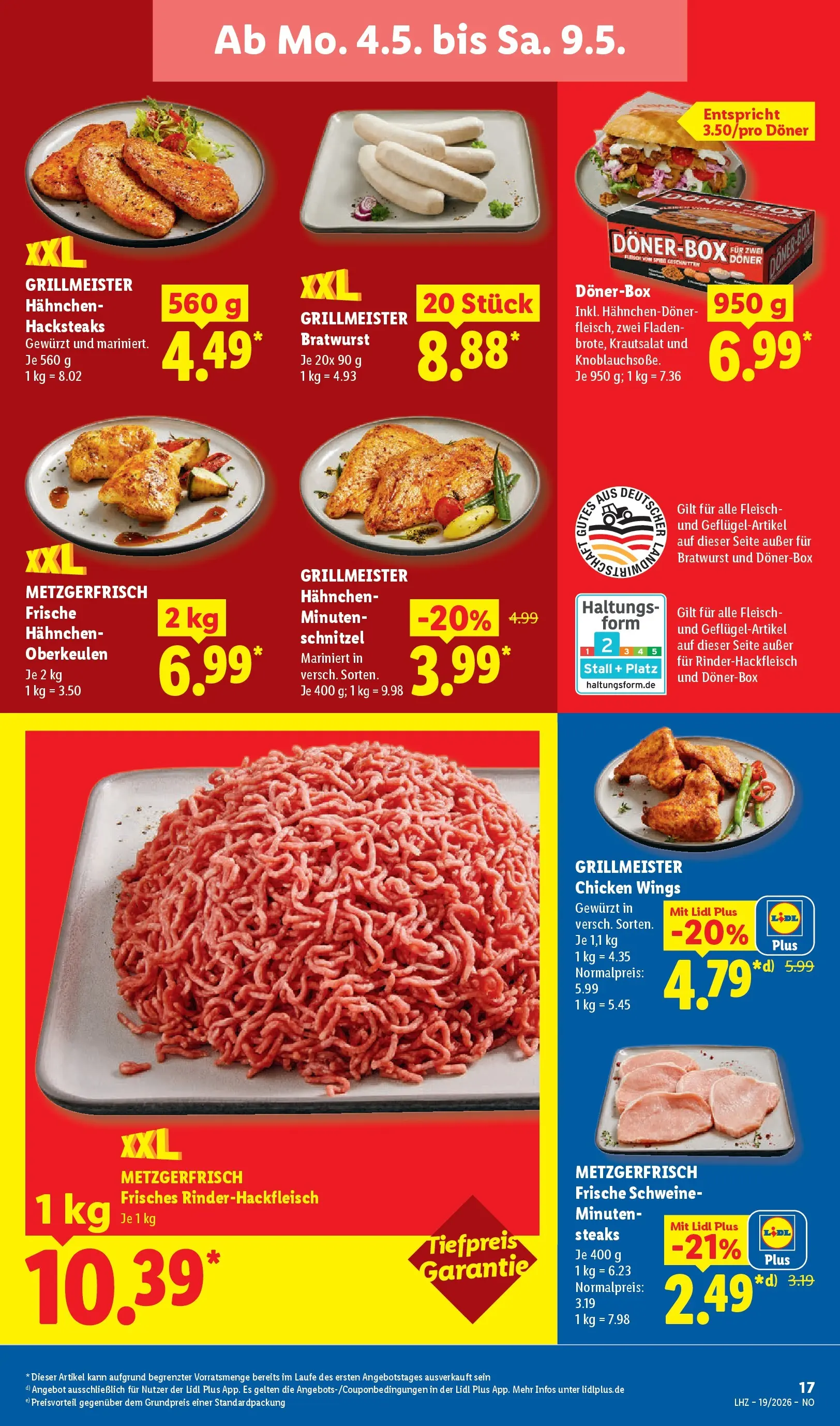 Lidl Prospekt Emlichheim (ab 04.05.2026) zum Blättern » Angebote | Seite: 31 | Produkte: Hahnchen, Bratwurst, Schnitzel, Fleisch