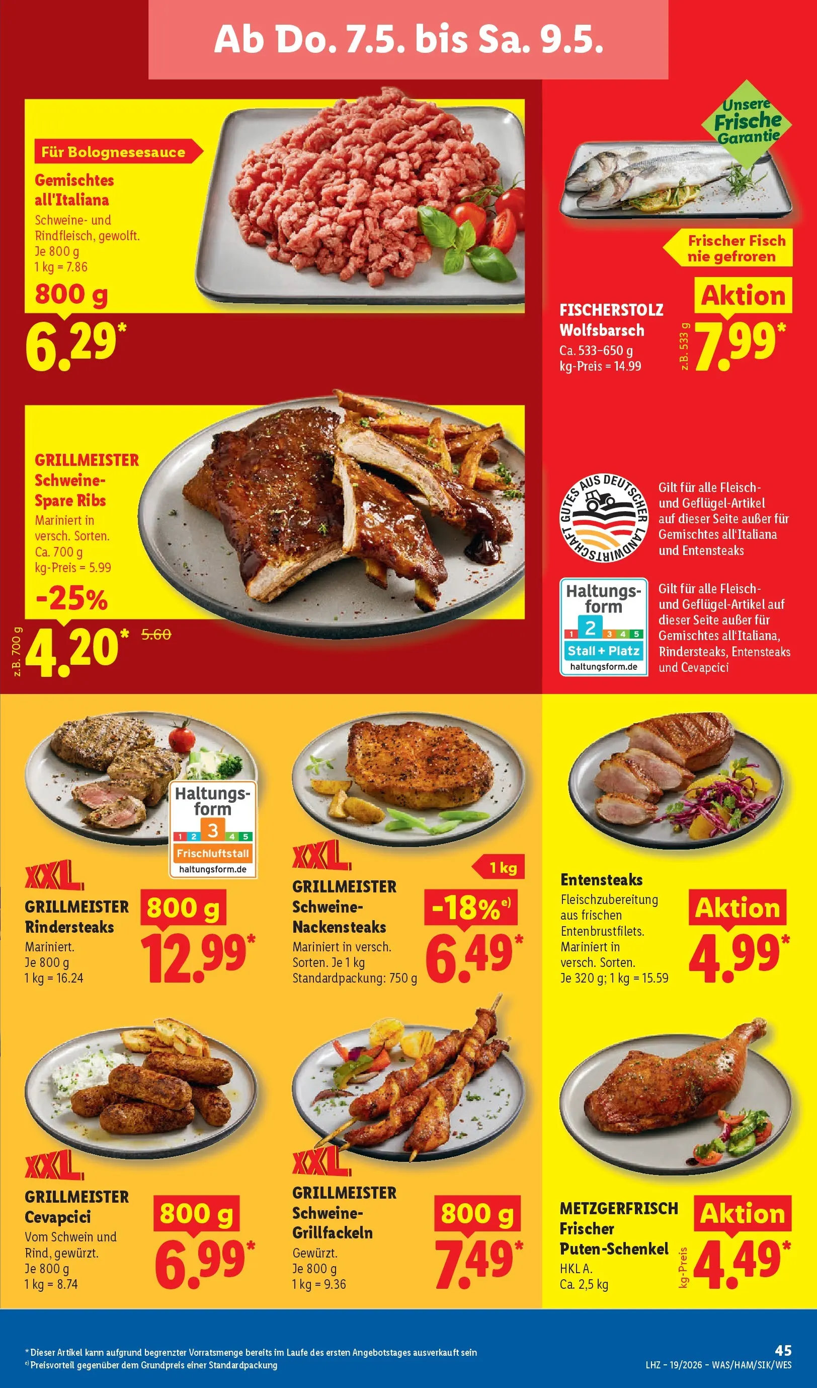 Lidl Prospekt Wahlstedt (ab 04.05.2026) zum Blättern » Angebote | Seite: 67 | Produkte: Nackensteaks, Spare ribs, Fisch, Fleisch