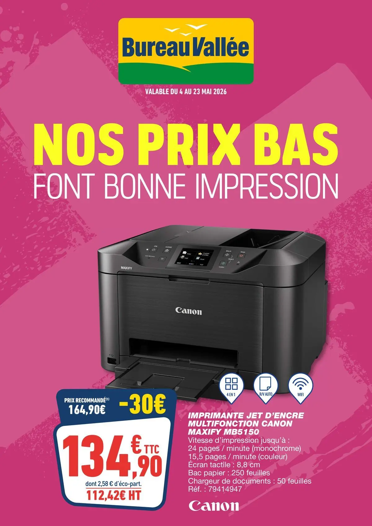 Bureau Vallée - Nos prix bas font bonne impression à partir du 03/05/2026 - promo en ligne | Page: 1 | Produits: Imprimante, Bureau